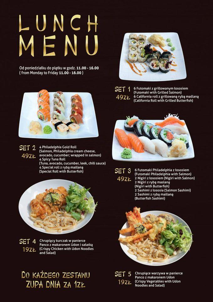 Menu at Nanaki Sushi restaurant, Warsaw