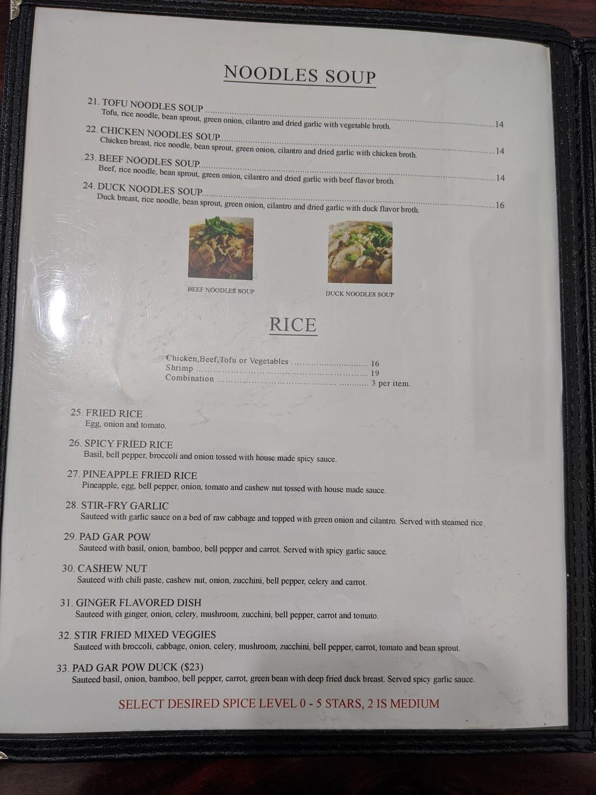Menu at Thai Plate restaurant, Jackson, 145 Glenwood St