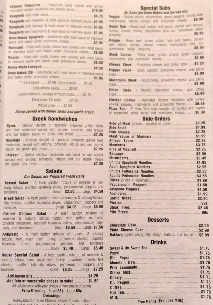 Menu at Italian Garden Restaurant, Boiling Springs