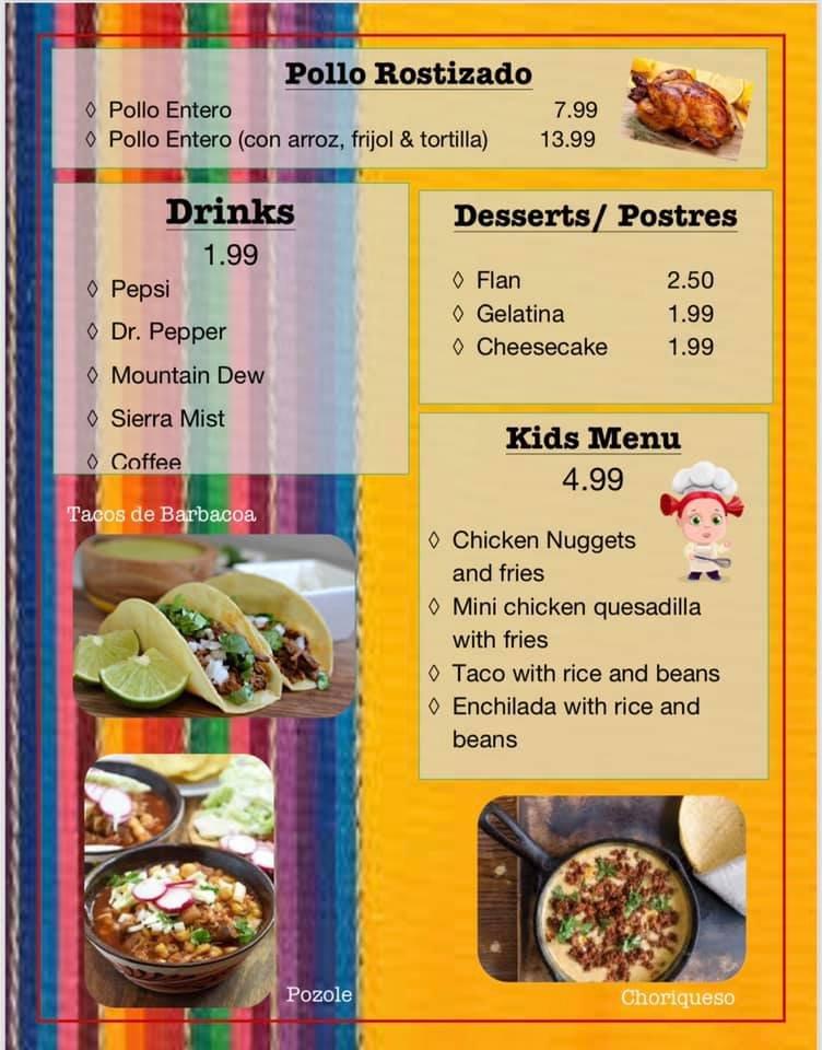 Menu at Taqueria Siete restaurant, Mount Airy