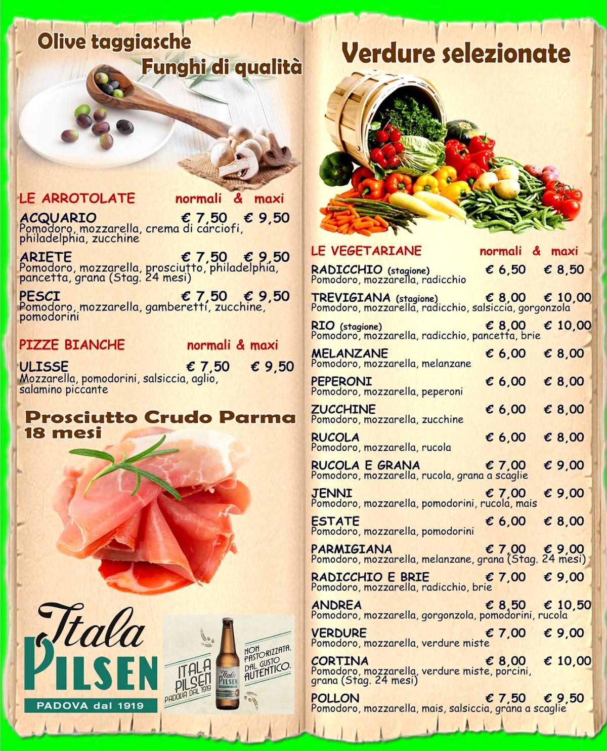 Menu da Zeus Pizza pizzeria, Scorzè