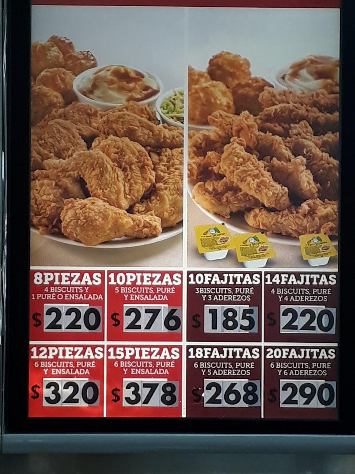 Menu at Church's Chicken restaurant, Santiago de Querétaro, Av. 5 de