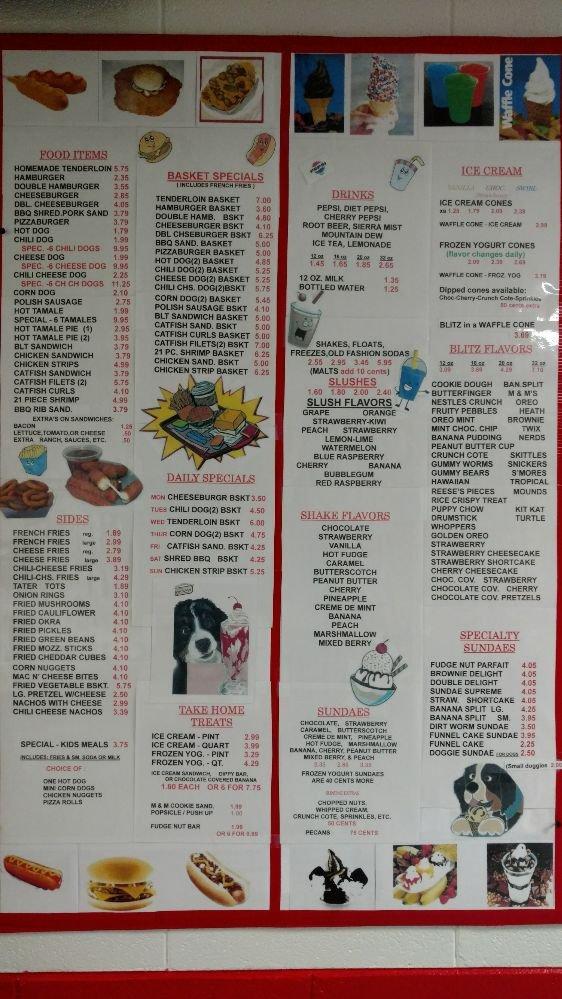 Menu at Twistee Treat fast food, East Peoria