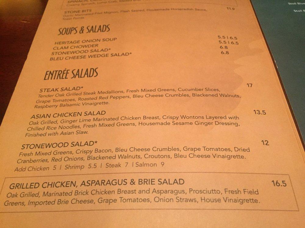 Carta de parrilla Stonewood Grill & Tavern, Jacksonville, Baymeadows Rd 3