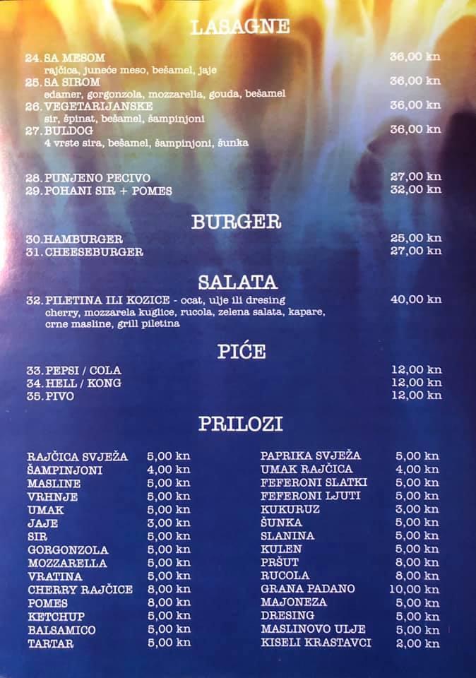 Menu di Pizza Buldog 
