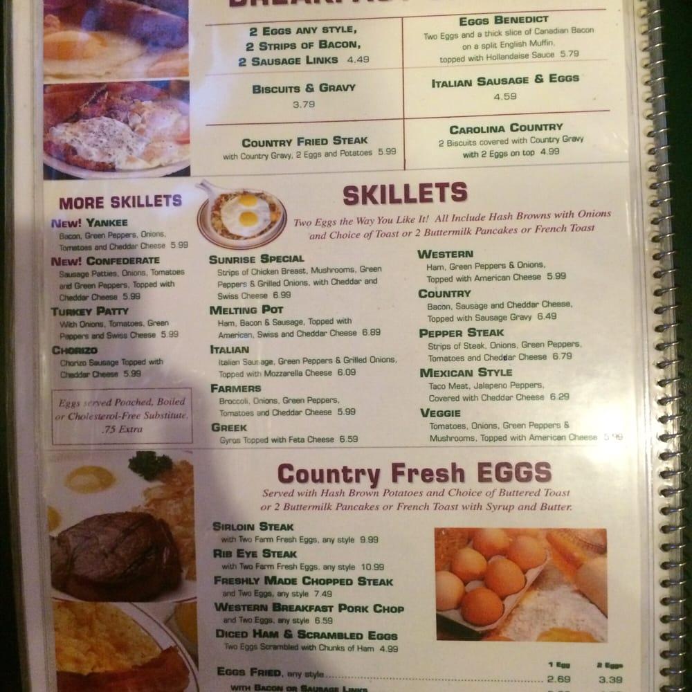 Menu At Sunrise Restaurant, Whiting