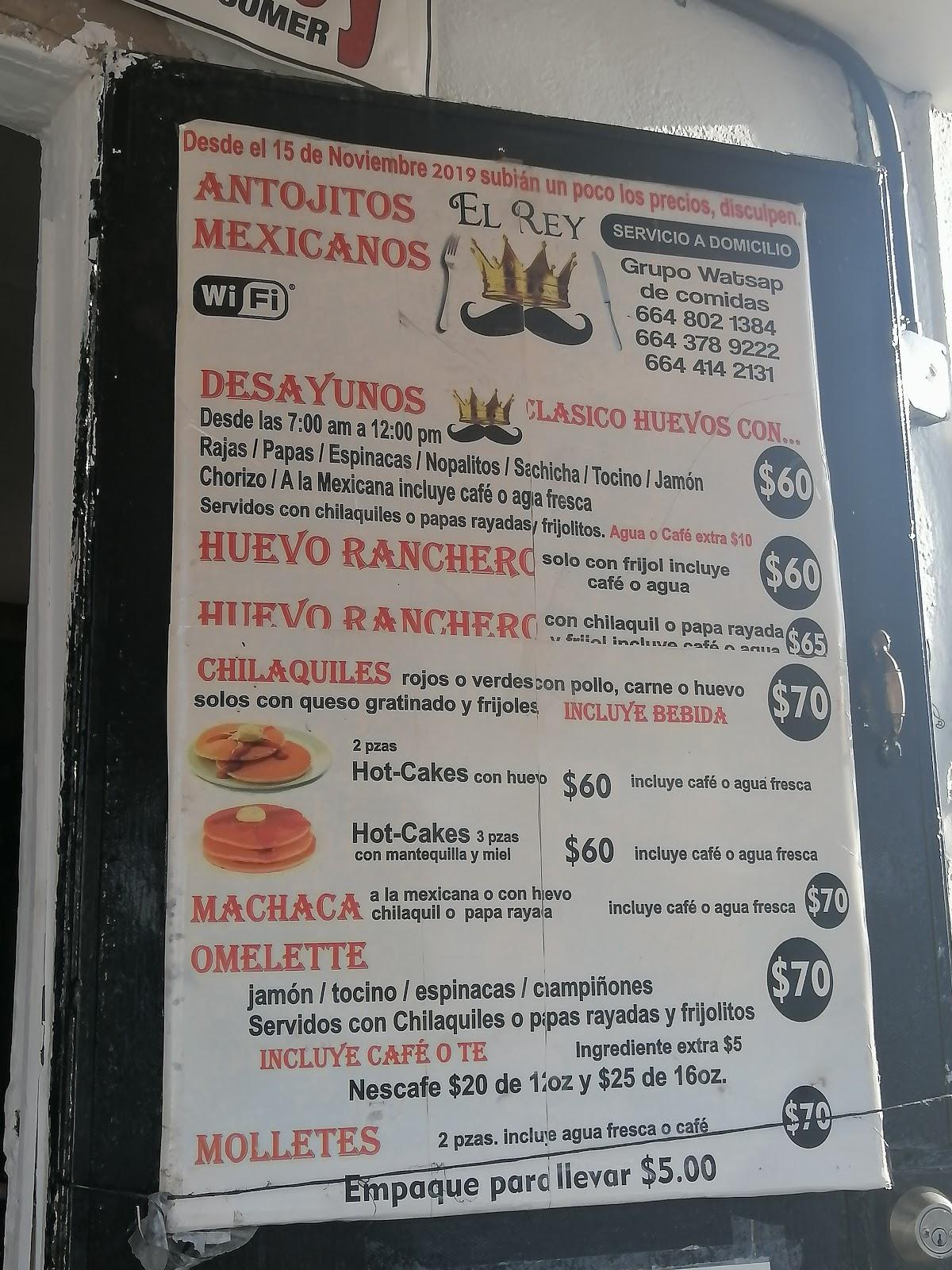 Carta Del Restaurante Antojitos Mexicanos El Rey Tijuana