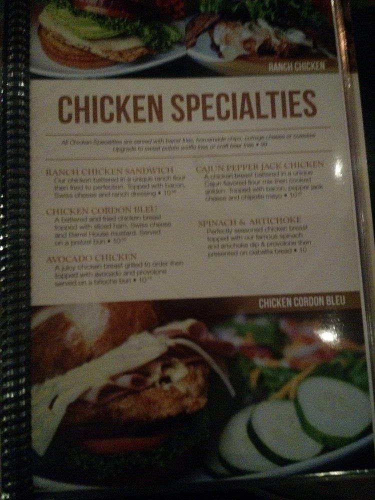 Menu at Barrel House, Dubuque