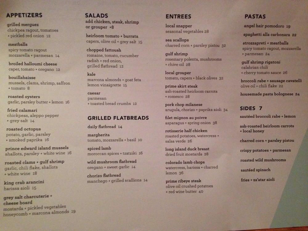 Menu at Grey Salt restaurant, Tampa, Orient Rd