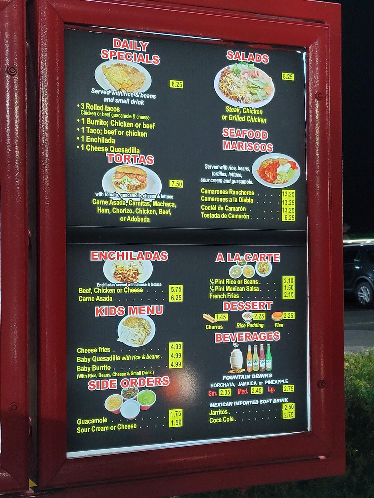 Menu at California Burrito restaurant, Fairfield