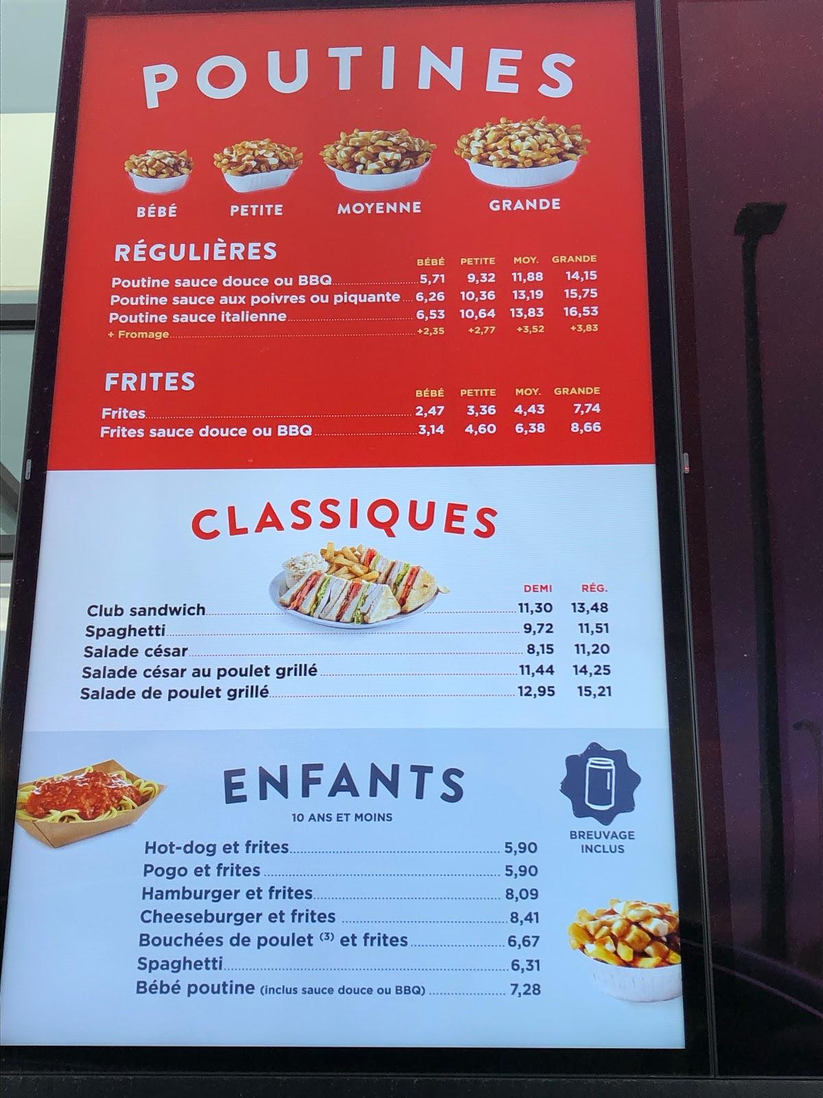 Menu au Fromagerie Victoria fast food, Québec, 819 Rue Clemenceau