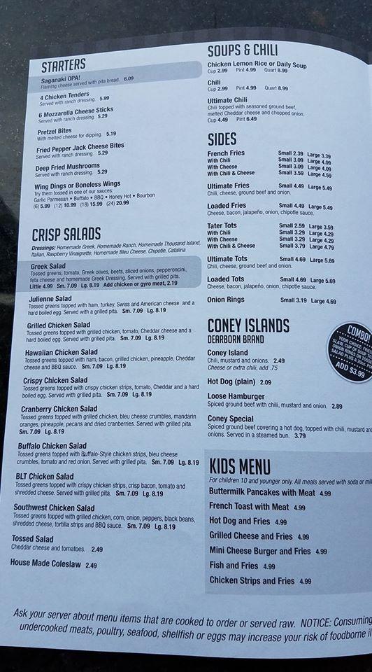 Menu at Jimmy’s Coney Grill restaurant, Saint Clair Shores