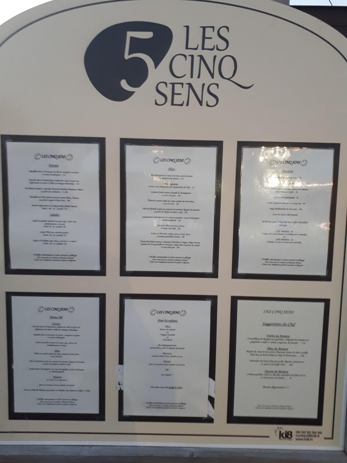 Menu At Les Cinq Sens Restaurant, Vendays-Montalivet