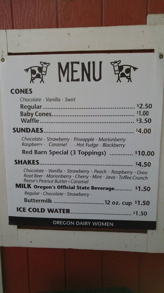 Menu at Oregon Dairy Women Red Barn, Salem
