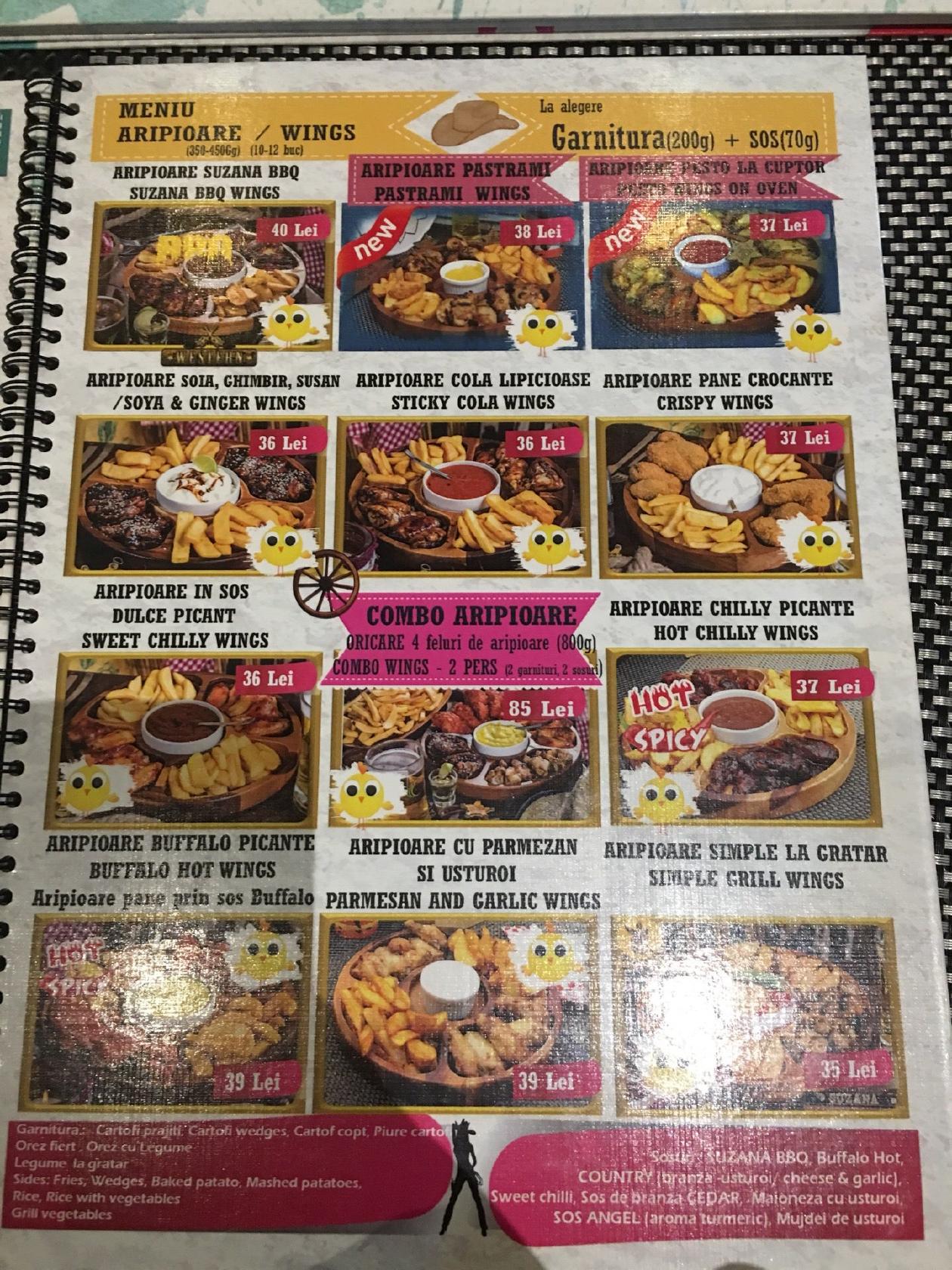 Menu at Suzana Ribs & Wings, Bucharest