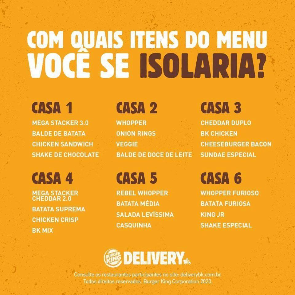 Burger King cardápio