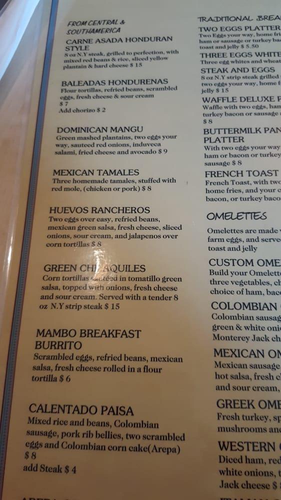Menu at Mambo Café cafe, Pleasantville