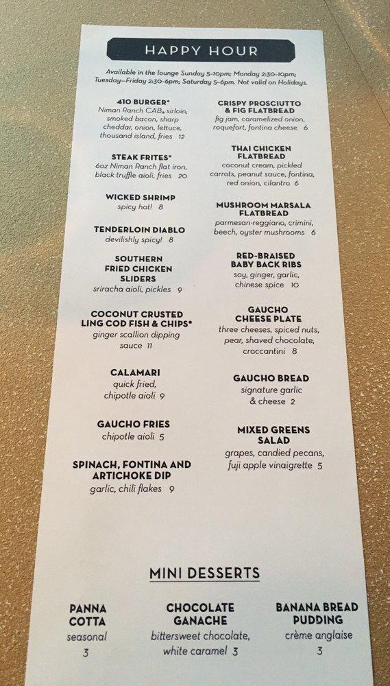 Menu at El Gaucho Bellevue pub & bar, Bellevue