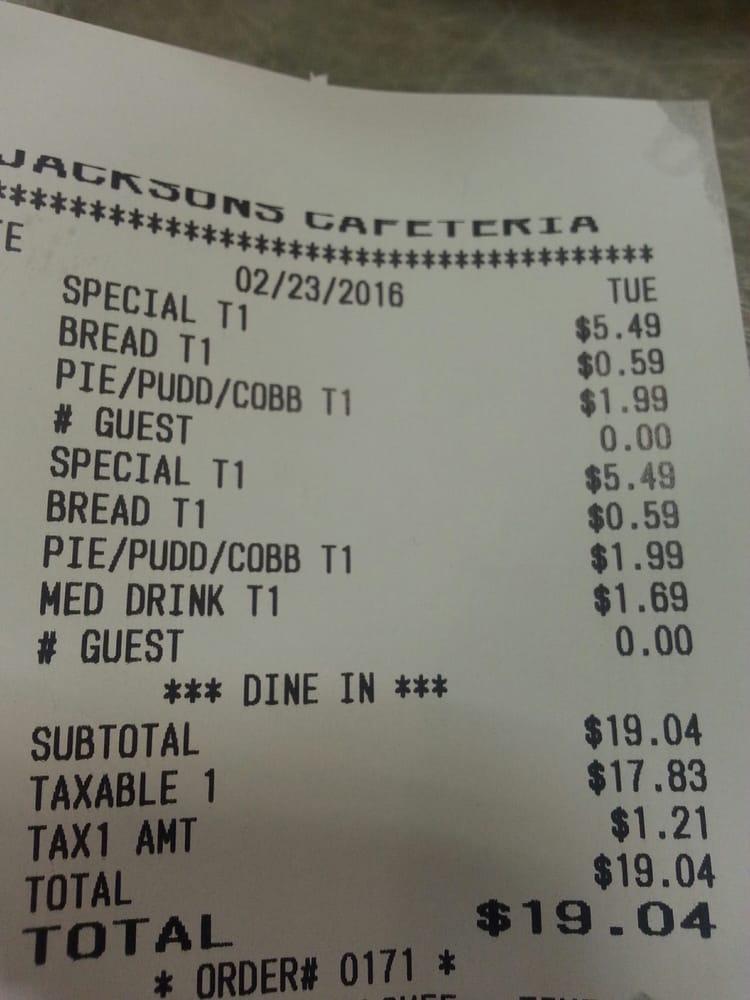 Menu at Jackson's Cafeteria, Gastonia, E Franklin Blvd
