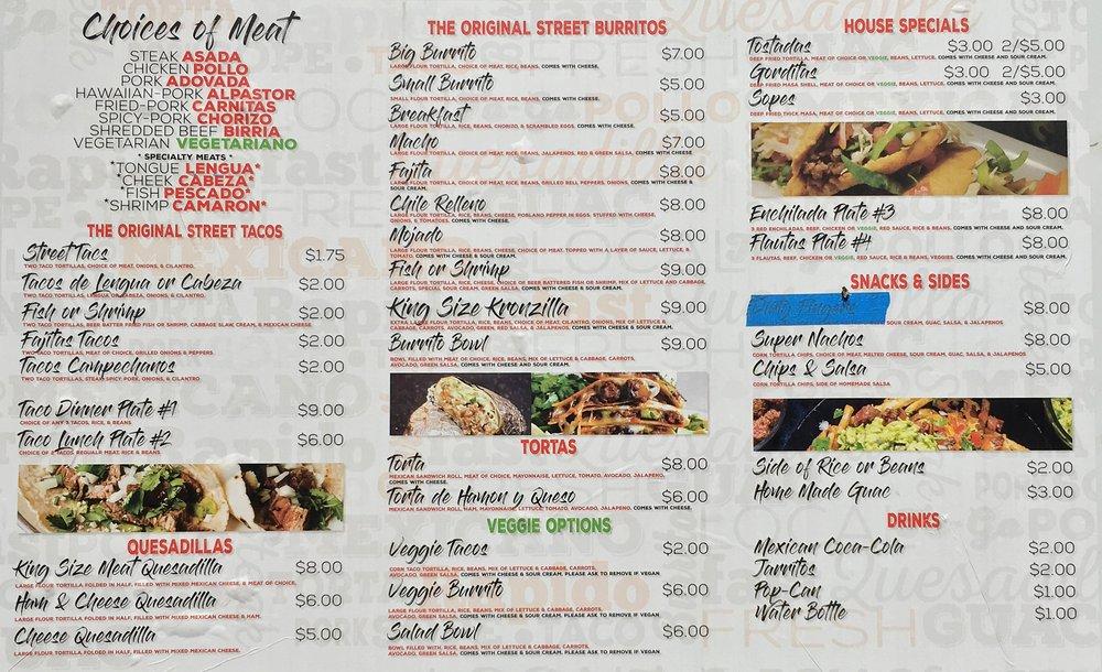 Menu At Taqueria La Fogata Restaurant The Dalles 801 E 2nd St 2583