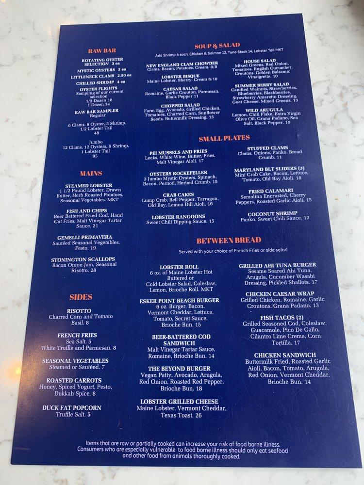 Menu at The Fisherman Restaurant at Long Point, Groton