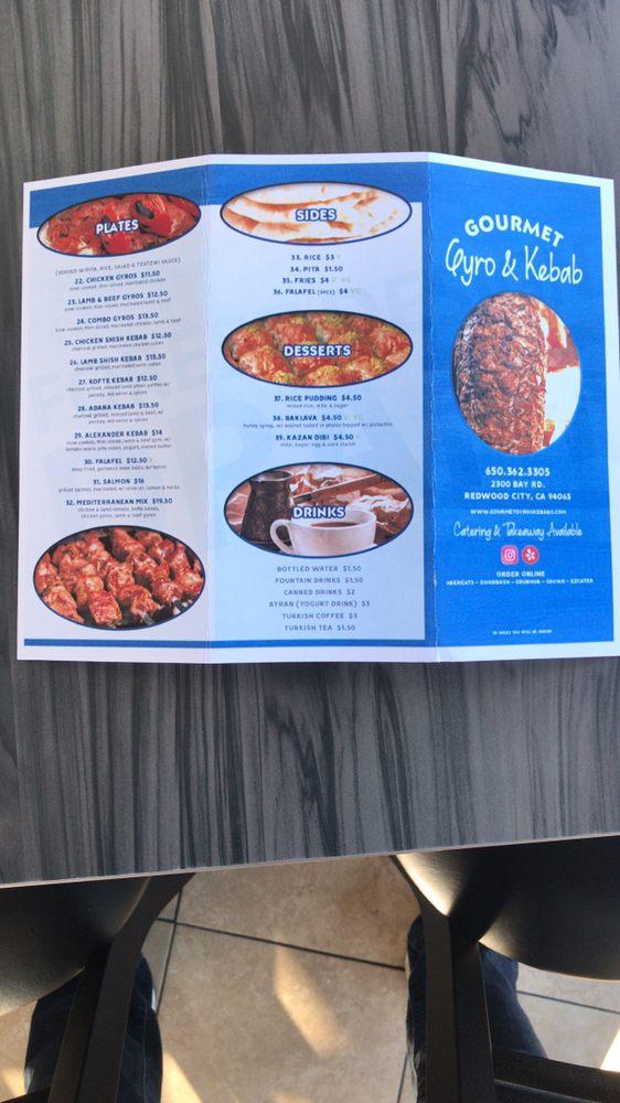 Menu at Gourmet Gyros & kebabs restaurant, Redwood City