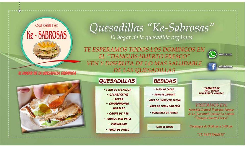 Menu at Ke-Sabrosas restaurant, Tuxtla Gutiérrez