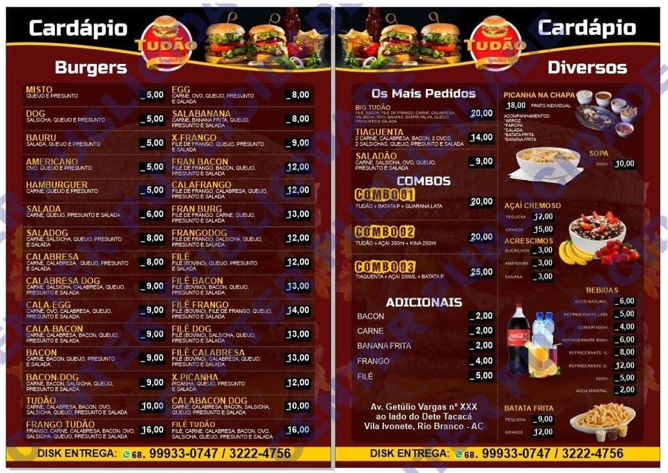 Tudao Lanches cardápio