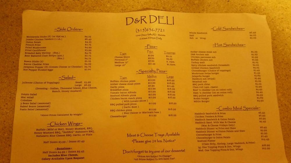 Menu at D & R Convenience Corner, USA