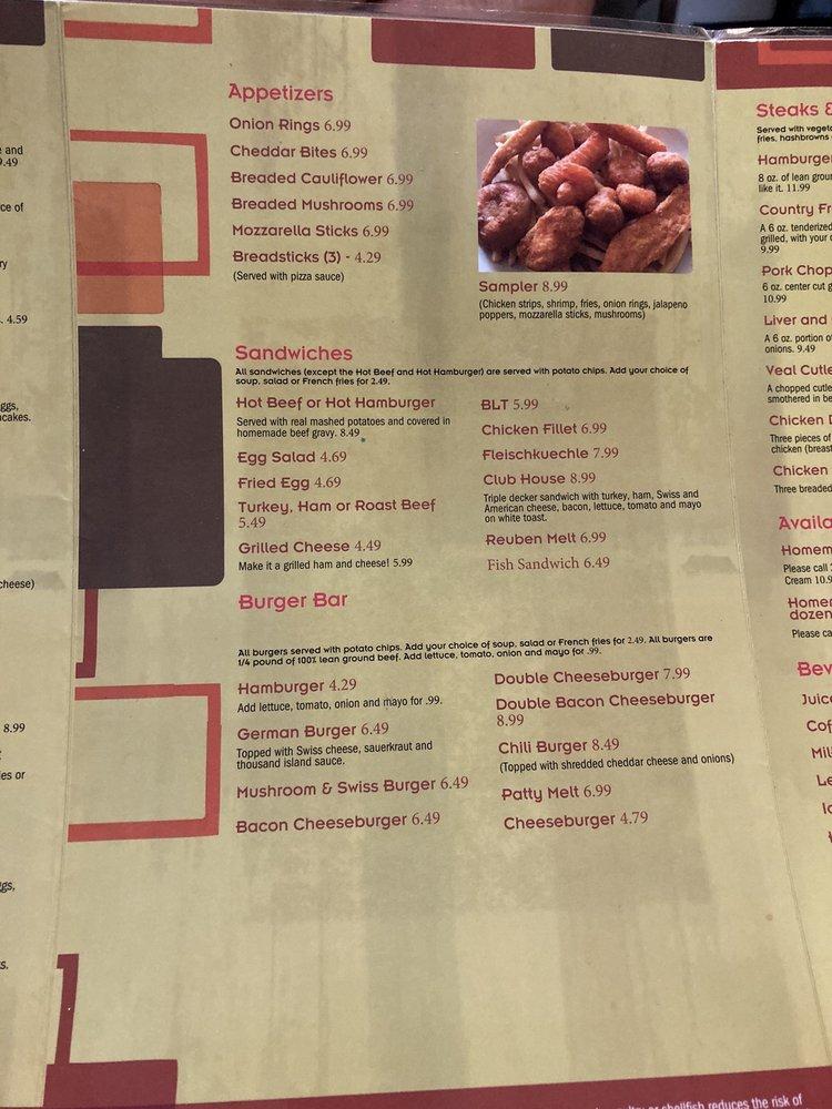 Menu at Frieds Family Restaurant, Mandan