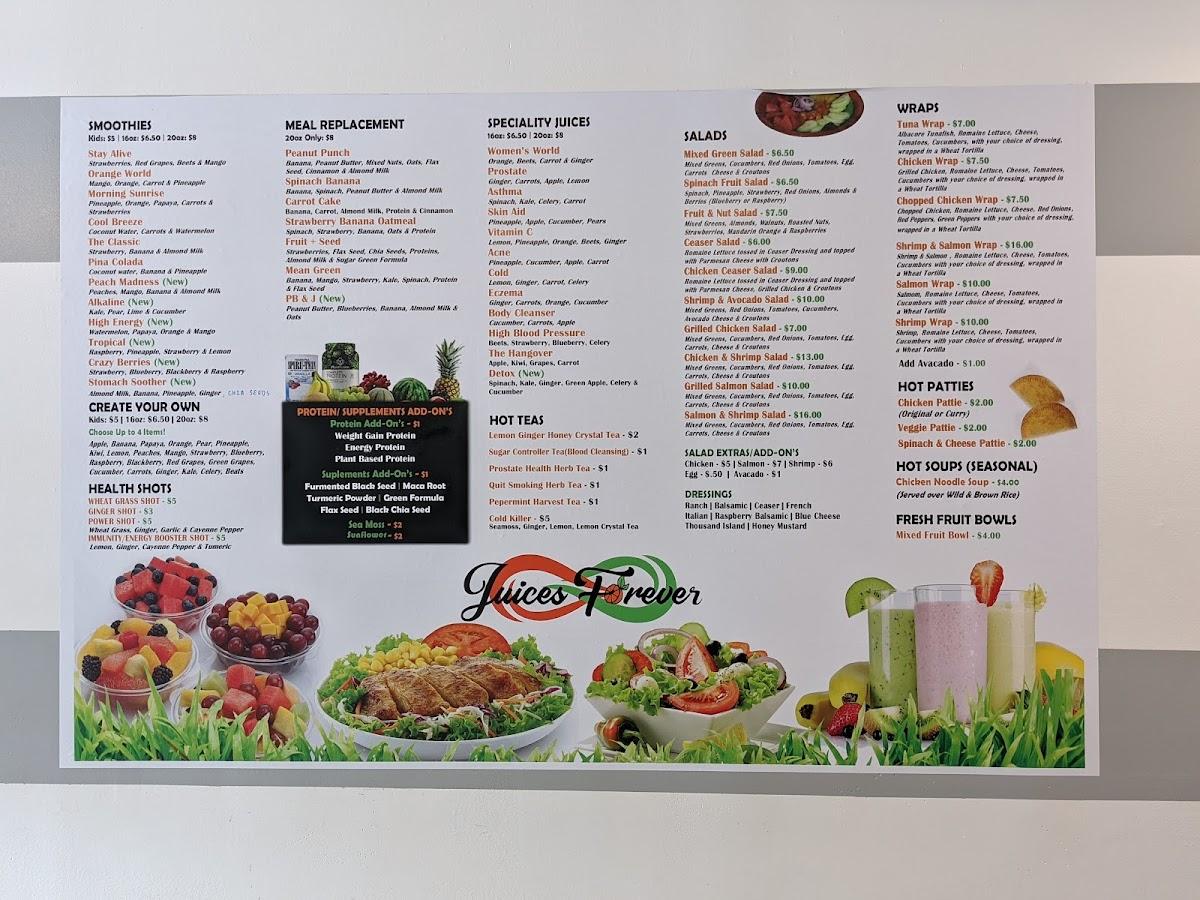 Menu at Juices Forever pub & bar, Albany