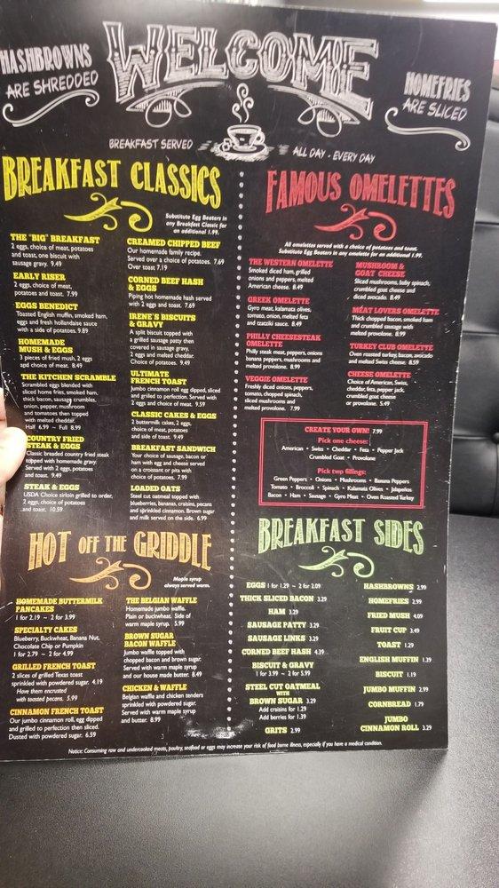 Menu at Meet Me At Irene's restaurant, Hartville