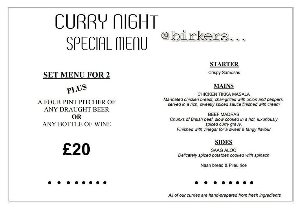 Menu at Birkers Bar & Grill, Southport