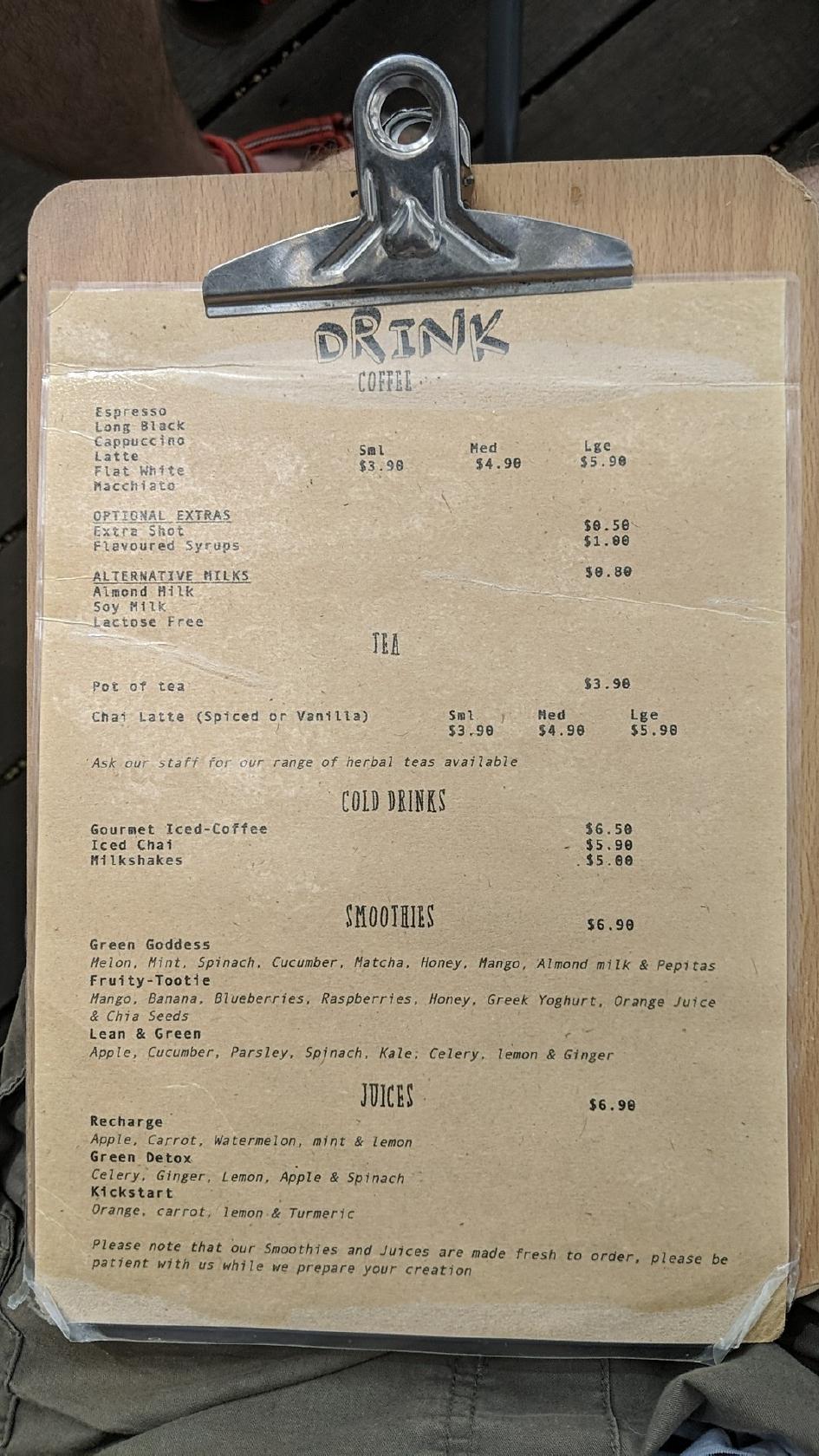Menu at River Jacks Cafe Berri, Berri, 340 Riverview Dr
