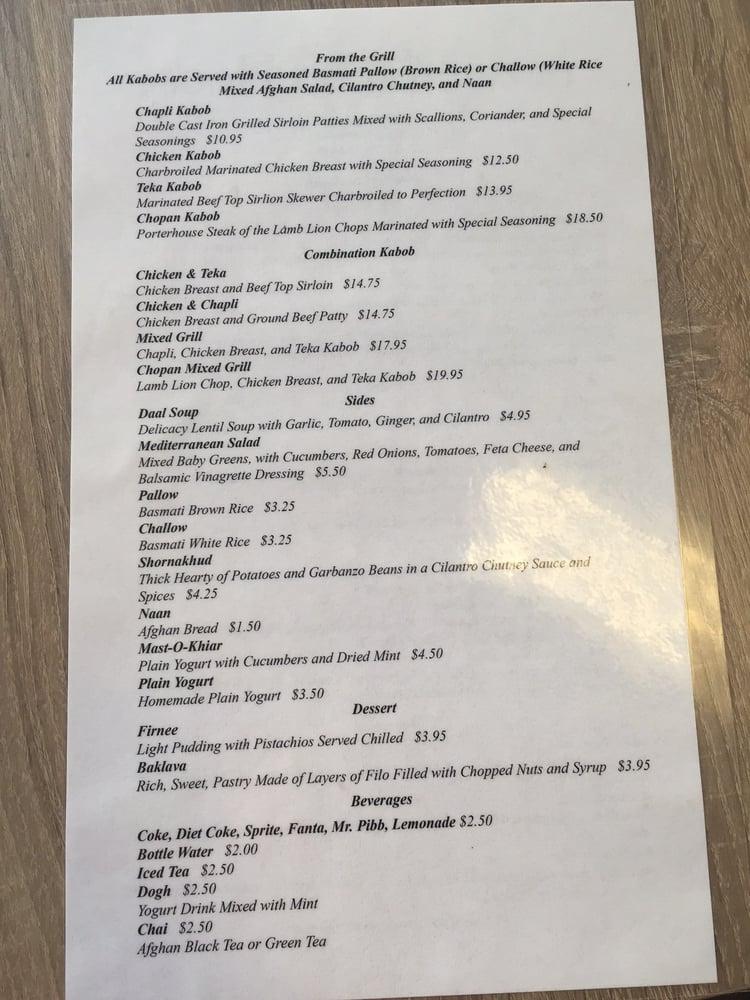 Menu at Mazaa Kabob House restaurant, Tracy