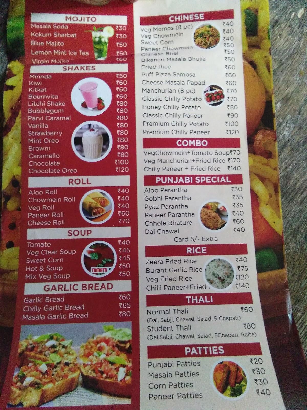 Menu at Mr. Singh's Food Coma, Jaipur