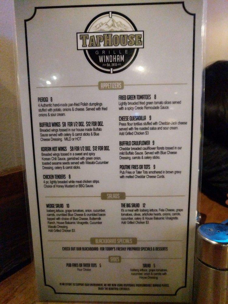 Menu at Tap House Grille pub & bar, Windham