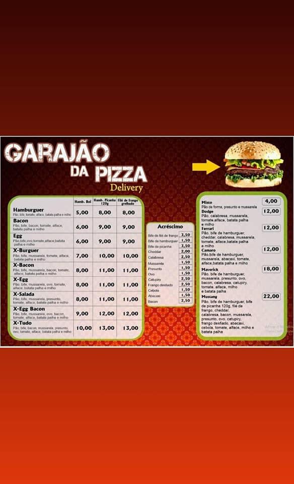 Menu at Garajão Da Pizza pizzeria, Ipatinga