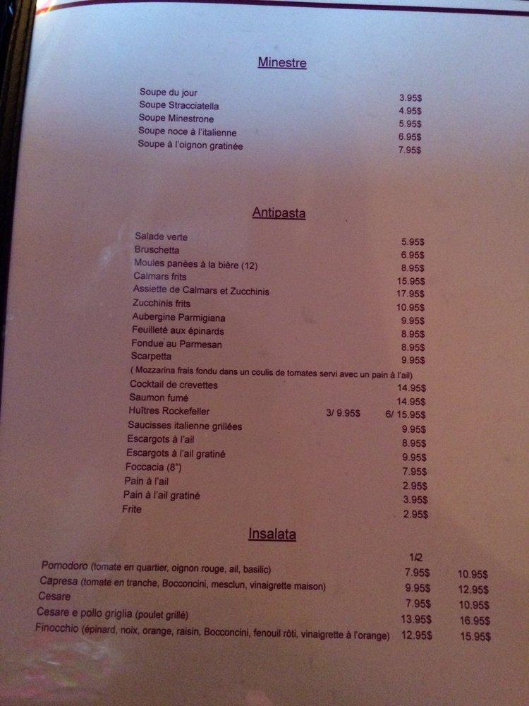 Menu at Restaurant Finocchio, SainteMarthesurleLac