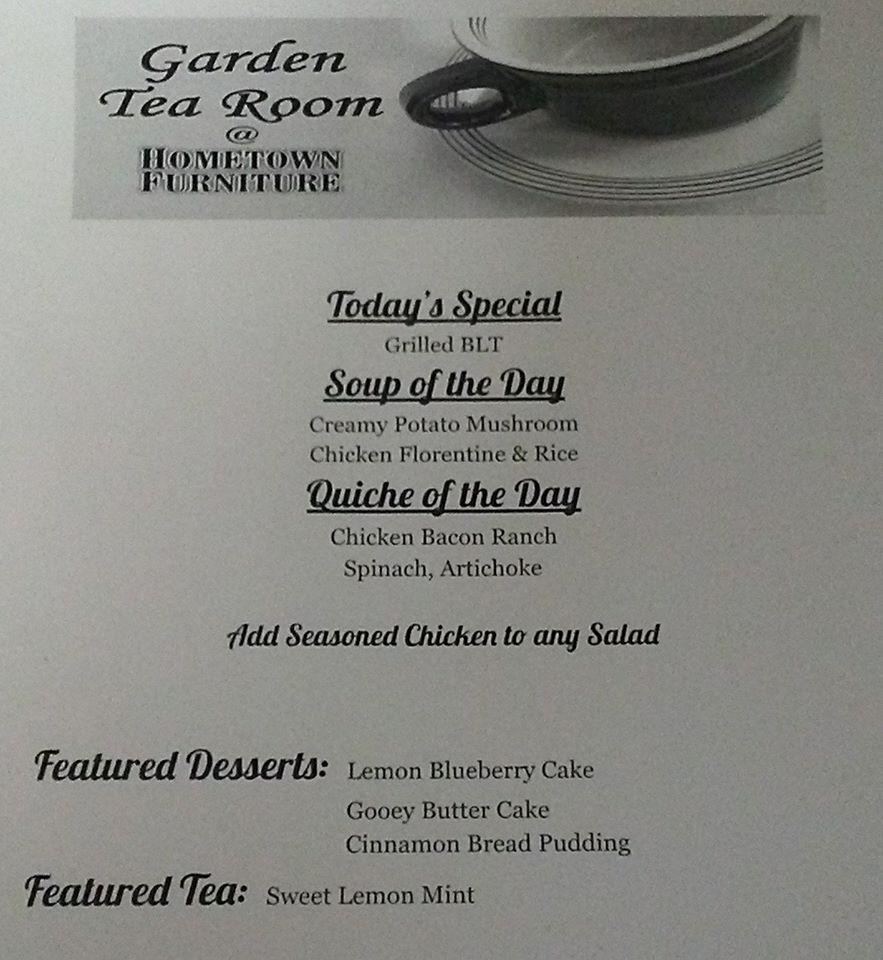 Menu at The Garden Tea Room Hometown restaurant, Rogersville
