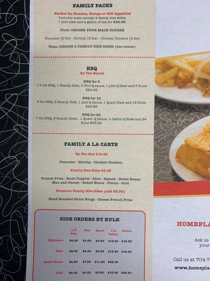 Menu at The Homeplace restaurant Lincolnton