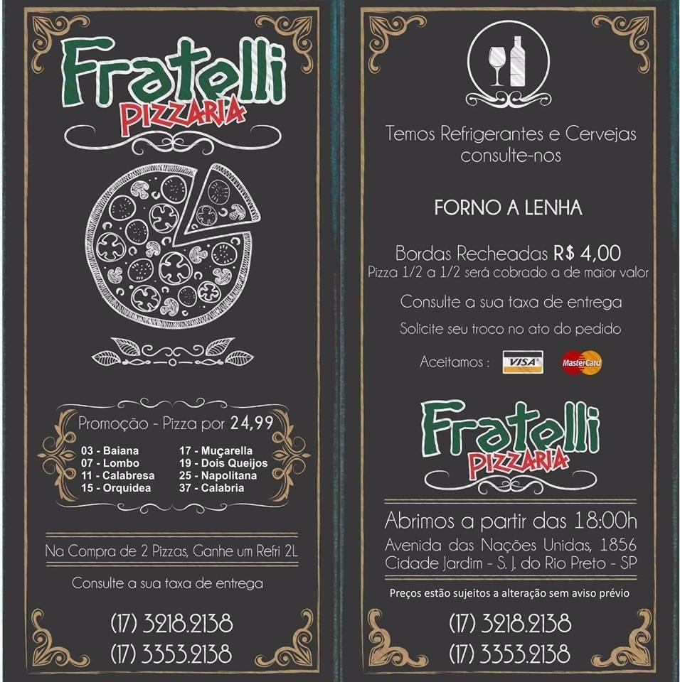 Fratelli Pizzaria cardápio