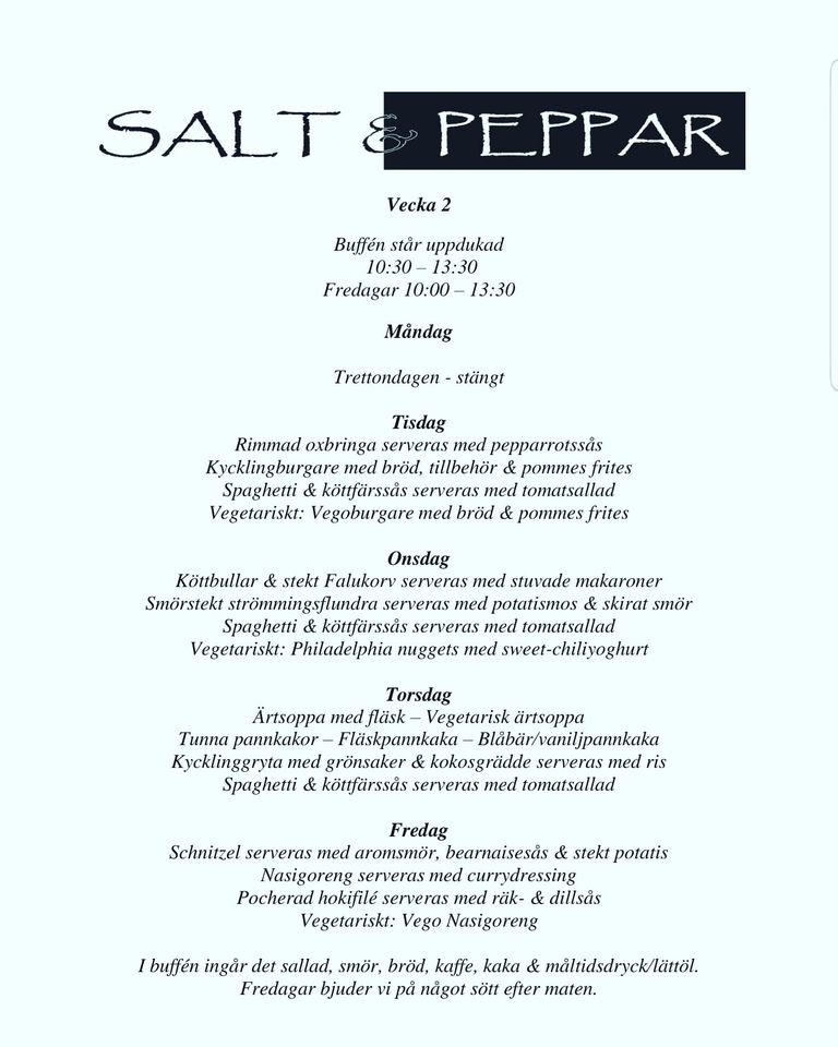 Menu at Restaurant Salt & Pepper, Gävle