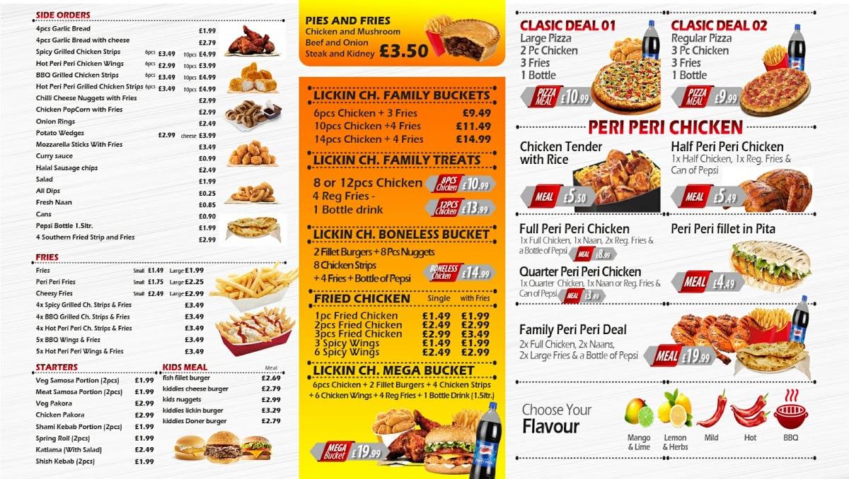 Menu At Lickin Chicken, Birmingham, 204 Wychall Rd