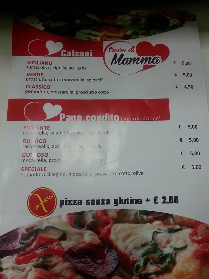 Speisekarte Von Pizzeria Cuore Di Mamma Catania