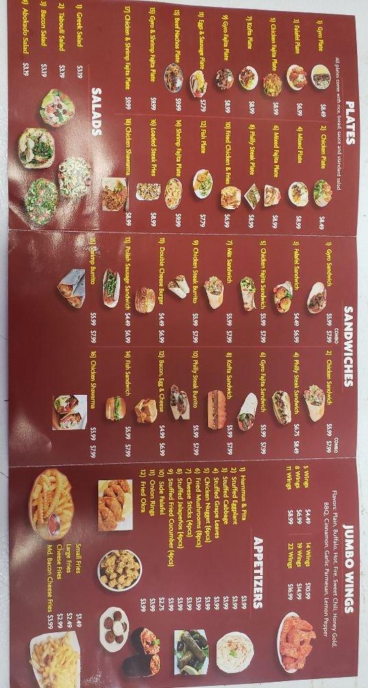 Menu at Gyro STAR restaurant, Nashville