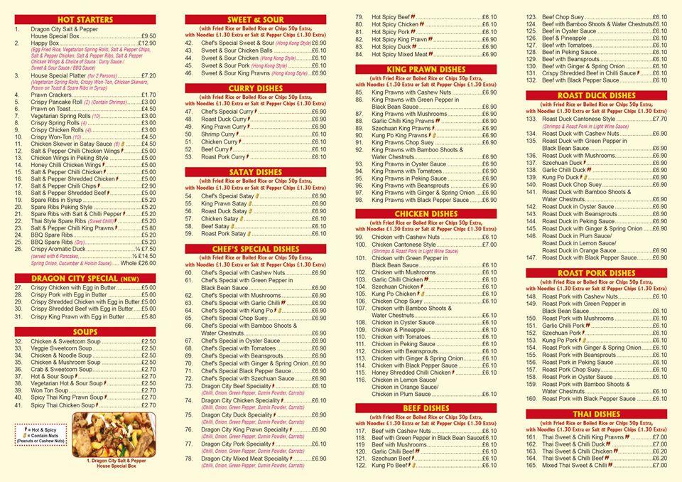 Menu At Dragon City Fast Food, Barrow-in-furness