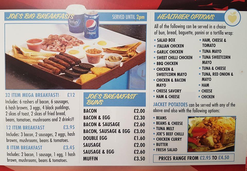 Menu at Hungry Joe's American Diner & Deli restaurant, Spennymoor