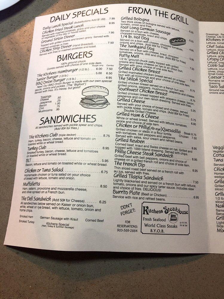 Menu at Kitchens Hardware & Deli restaurant, Mineola