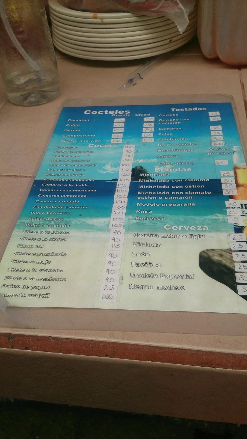 Carta del restaurante Mariscos Jorge 7, San Luis Potosi, Av Xilantro 148